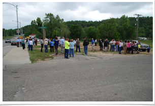 Groundbreaking ceremony and pouring the foundation.